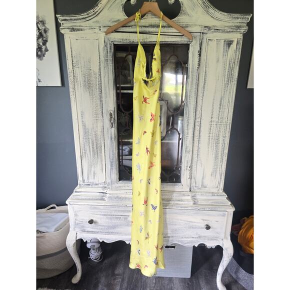 NWT Anthropologie Silk Cutout Yellow Maxi Dress - Large - Picture 6 of 6